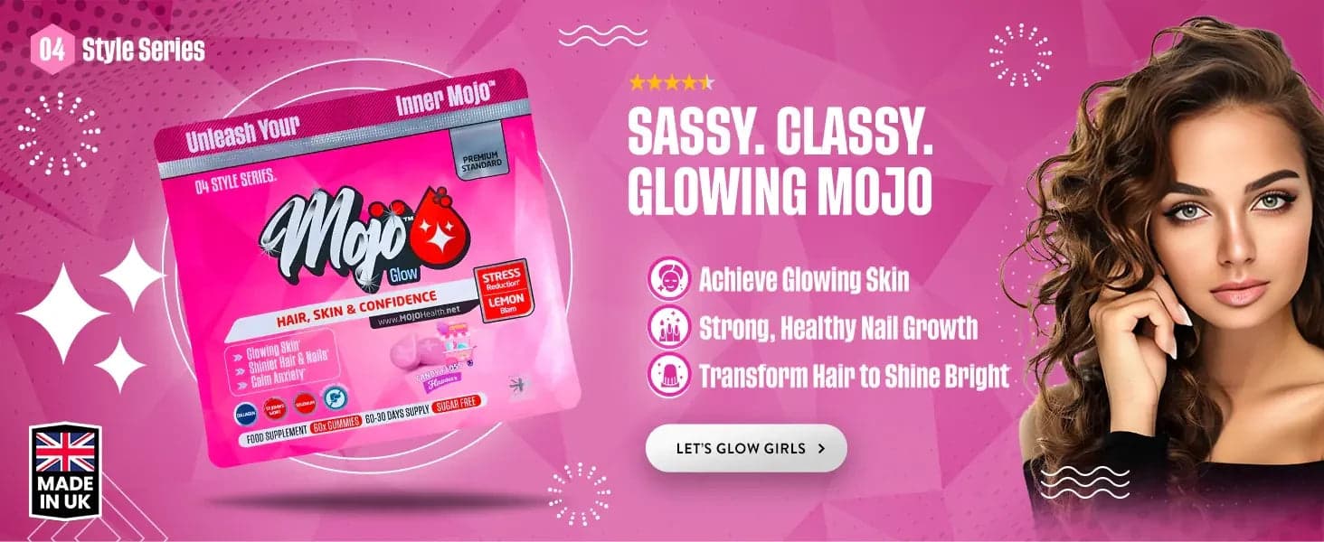 Mojo Glow hair, skin and confidence — sassy, classy, glowing Mojo: achieve glowing skin, strong healthy nail growth, transform hair to shine bright. Let's glow girls.